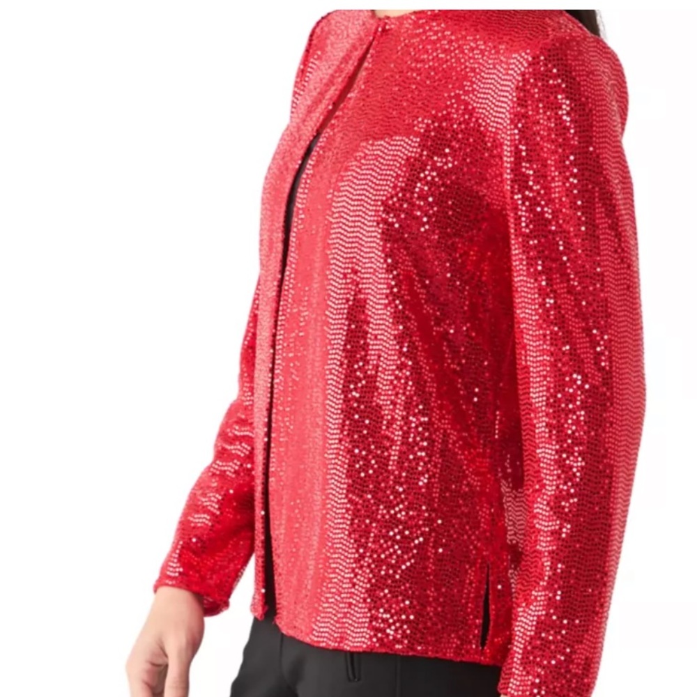 NWT Anne Klein Red Sequin Jacket - Picture 3 of 16